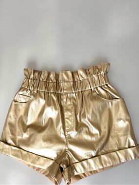 Fantastic Fawn Metallic Gold Faux Leather Shorts
